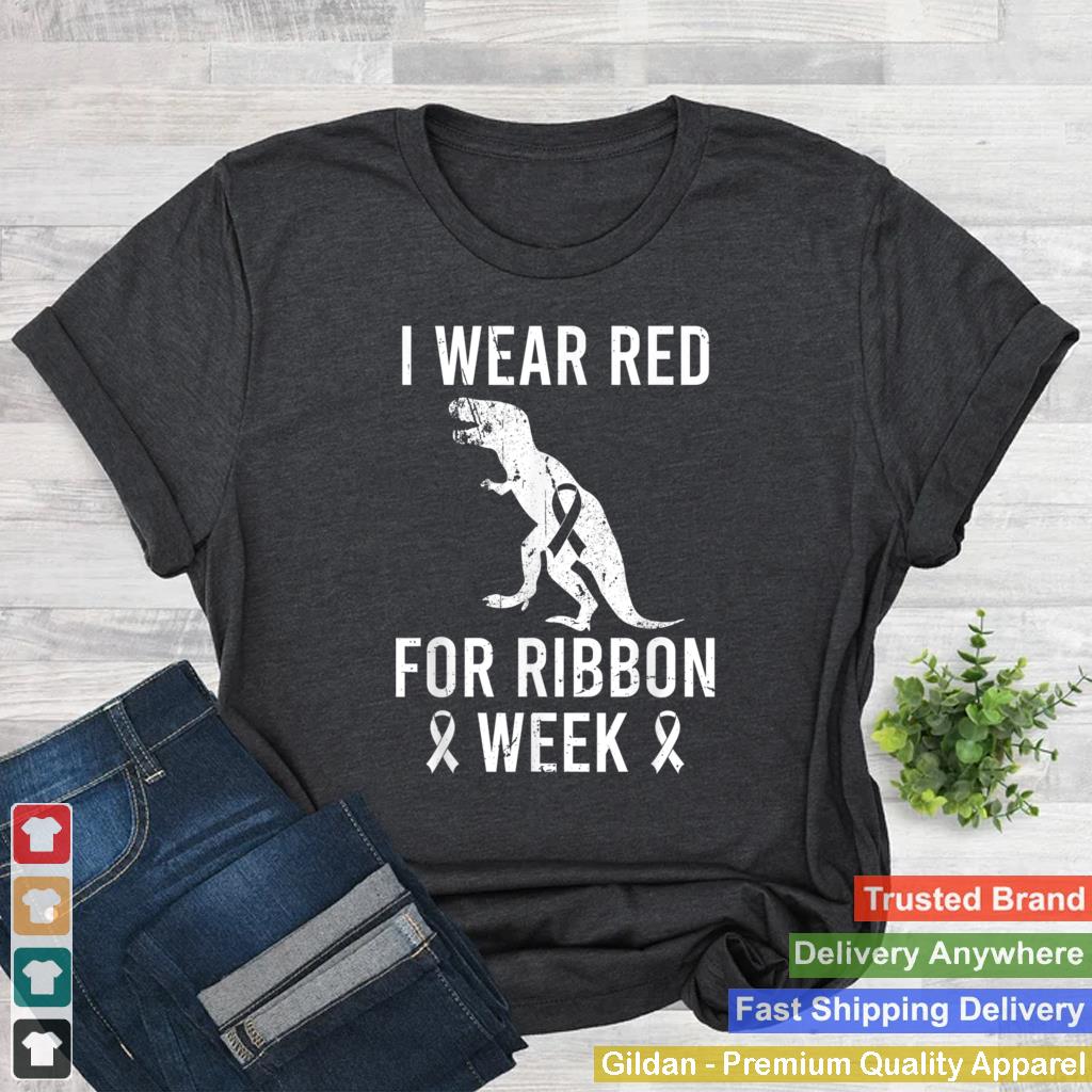 In October We Wear Red Ribbon Squad Week Awareness Kids Boy T Shirt 2