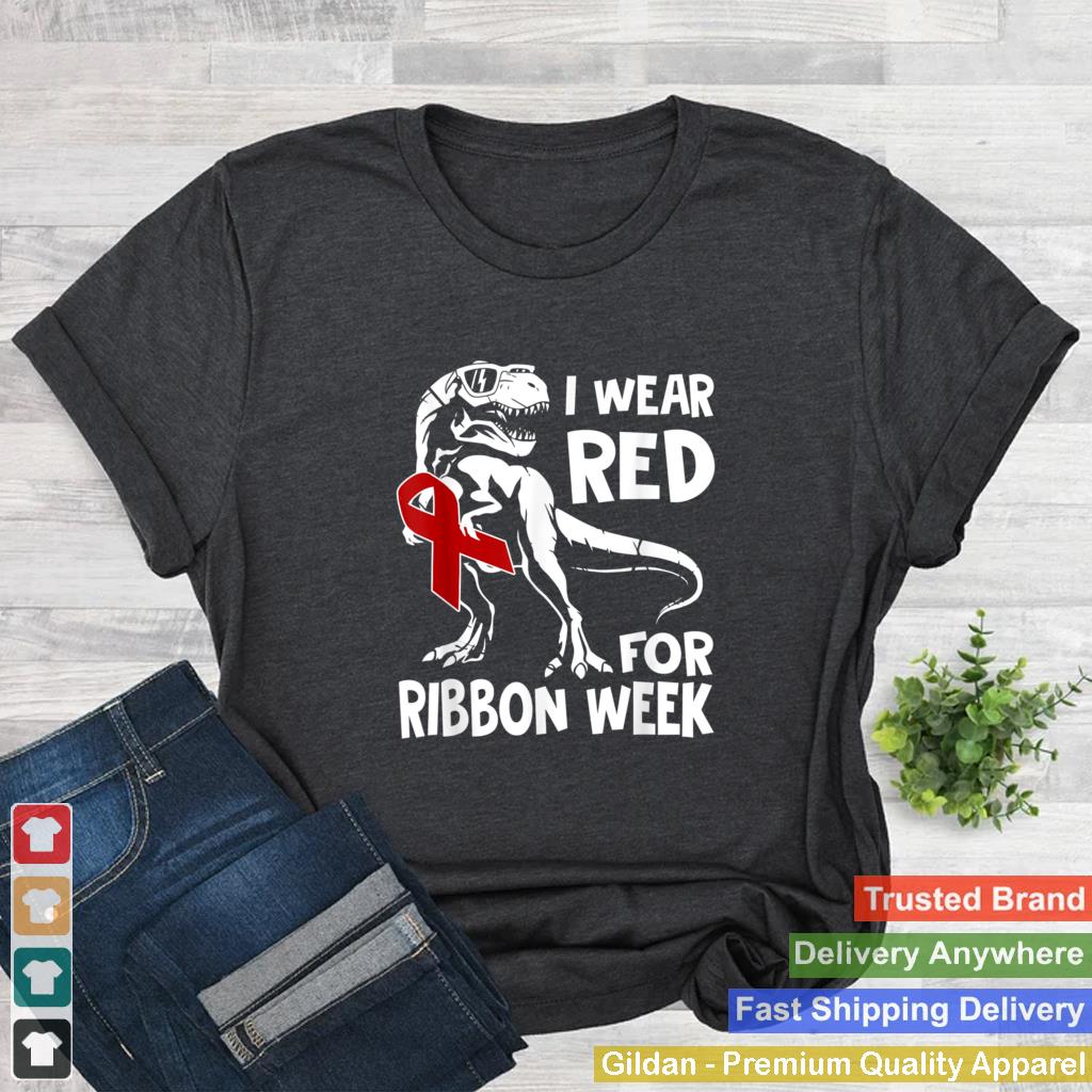 In October We Wear Red Ribbon Week Awareness Trex Kids T Shirt