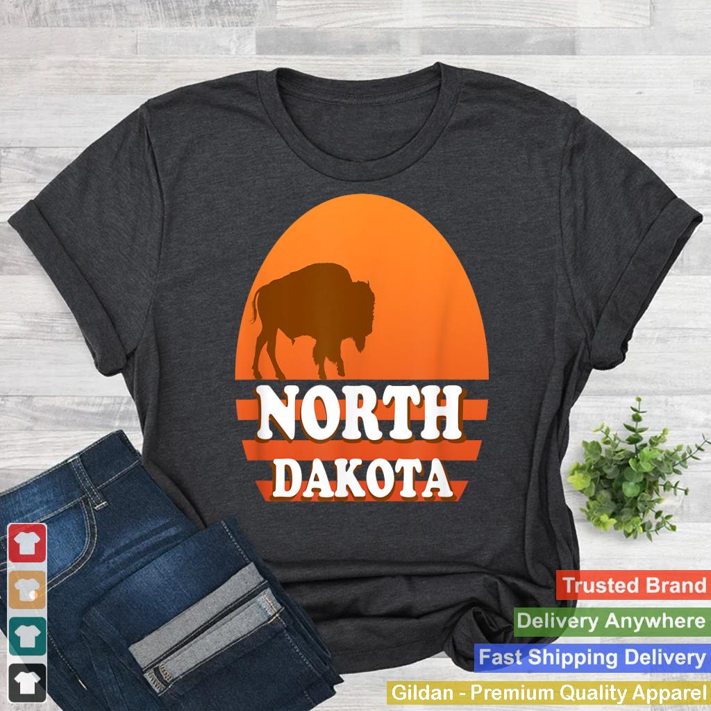 Vintage Sunset North Dakota 70s 80s Retro Bison Buffalo