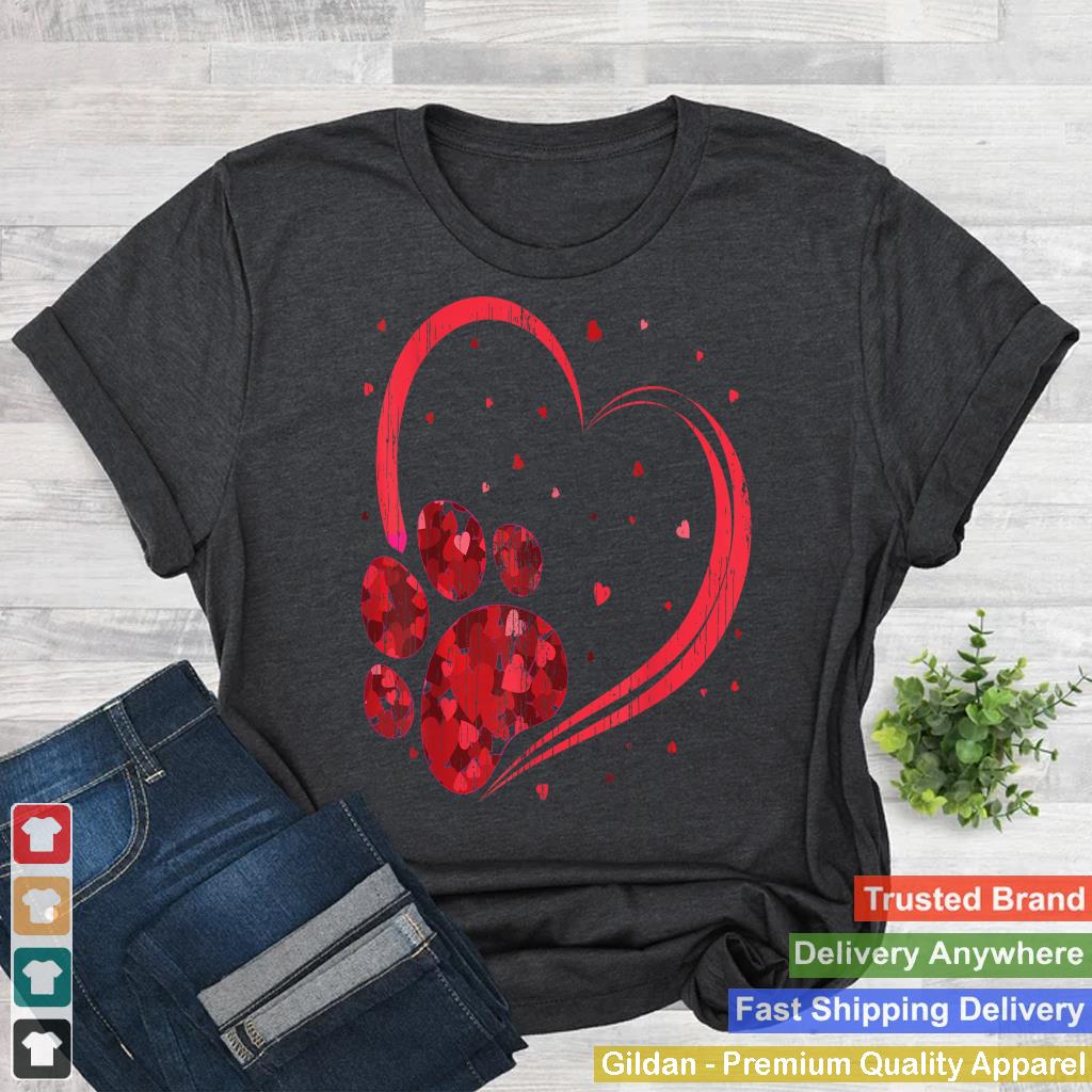 Valentine Dog & Cat Paw Shirt Valentines Day Cat Dog Lovers