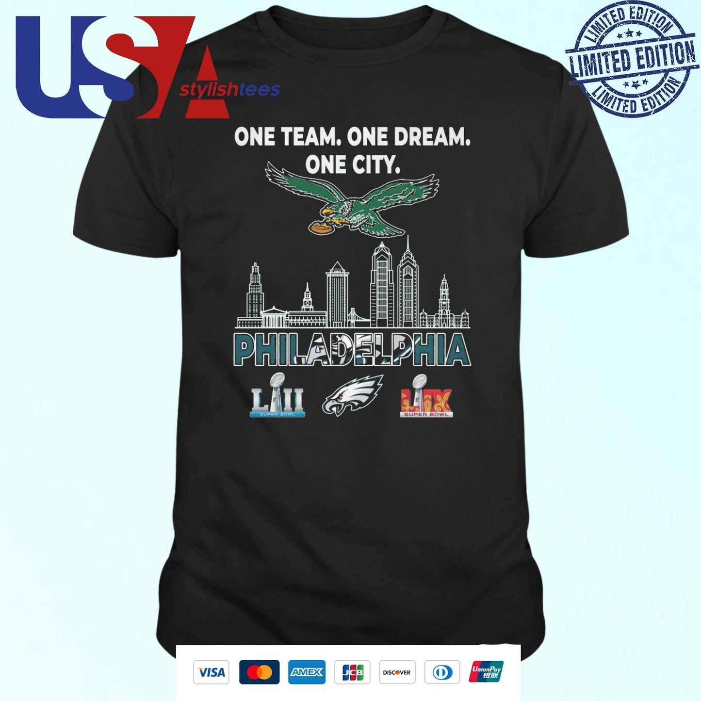 Philadelphia Eagles LIII And LIX Super Bowl Champions One Team, One Dream, One City Shirt