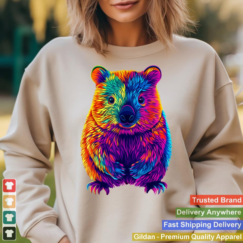 Colorful Wombat Lover Cute Australian Animals Black