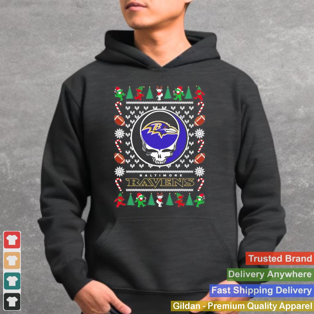 Baltimore Ravens Grateful Dead Ugly Christmas shirt