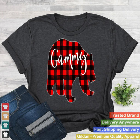 Womens Red Plaid Gammy Bear Matching Family Christmas Eve Buffalo