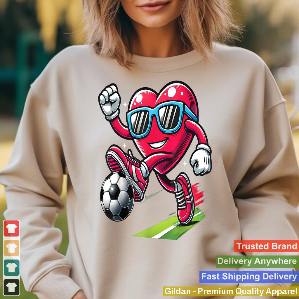 Funny Heart Playing Soccer Lovers Boys Kids Valentine's Day_1