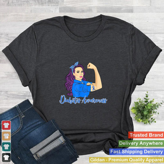 In November We Wear Blue Black Woman Diabetes Awareness T Shirt