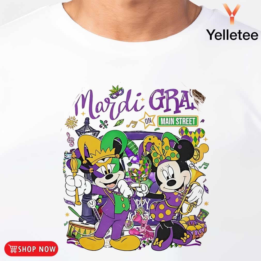 Mickey Minnie Mardi Gras on Main Street New Orleans shirt