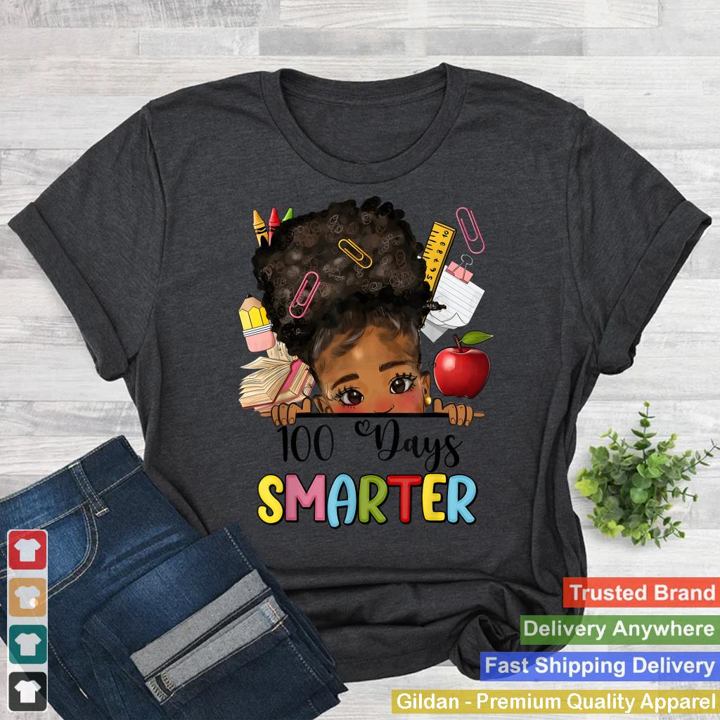 100 Days Smarter Afro Girls Messy Bun 100th Day Of School