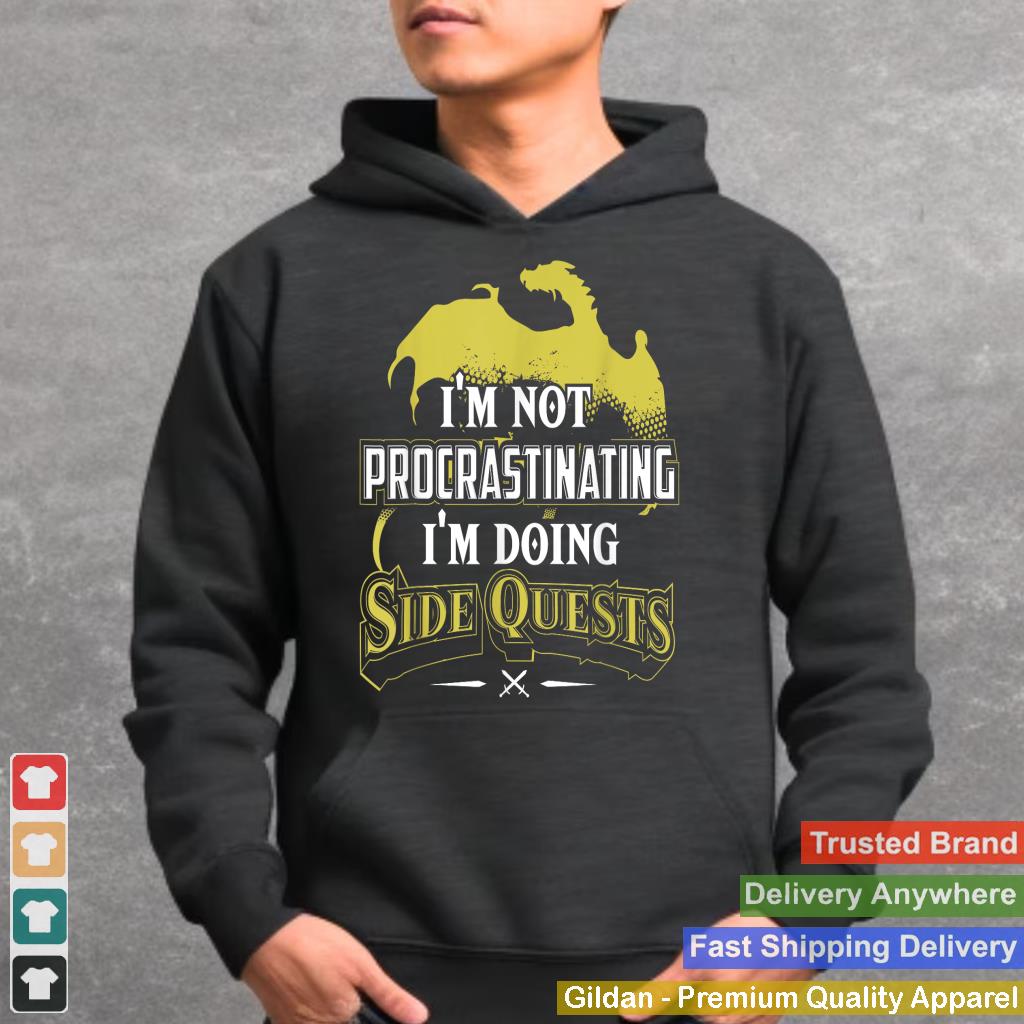 RPG Gamer T-Shirt I'm Doing Side Quests - Casual Crew Neck, Short Sleeve, Adult Polyester Tee (Black)