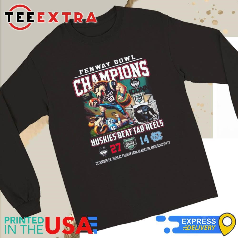 Official Uconn Huskies Beat Tar Heels 27-14 Fenway Bowl 2024 Champions Mascot Shirt