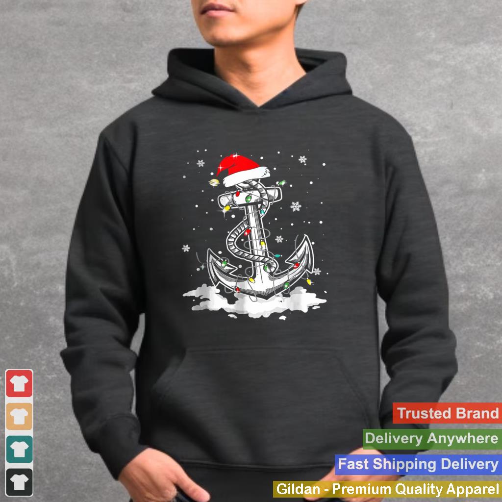 Anchor Boating Sailing Christmas Santa Hat Lights shirt