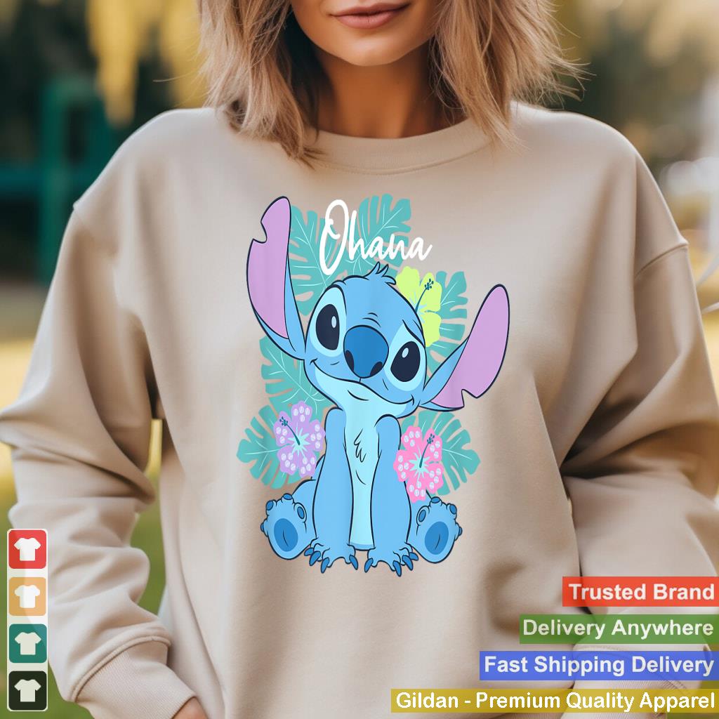 Disney Lilo & Stitch Ohana Adorable Pose Floral Logo