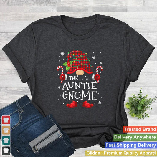 Auntie Gnome Buffalo Plaid Christmas Tree Family Xmas T Shirt