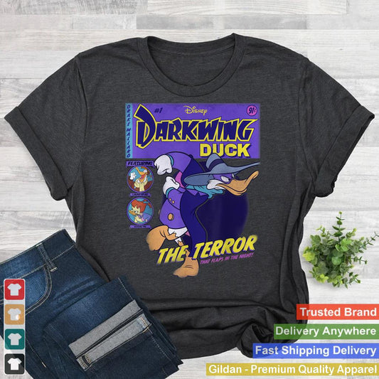 Disney Darkwing Duck Black T-Shirt Classic Fit, Crew Neck, Adult, Short Sleeve