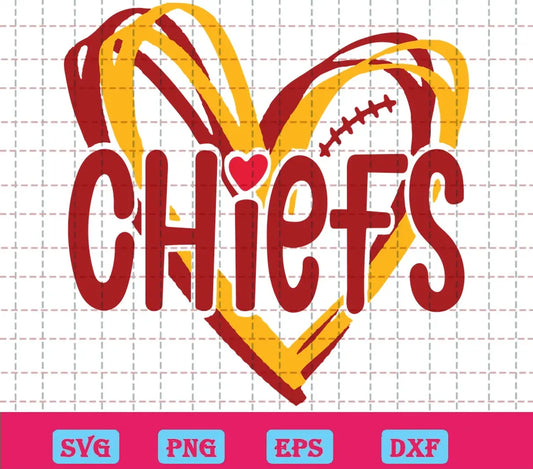 Kansas City Chiefs Football Love, Free Svg Files For Commercial Use