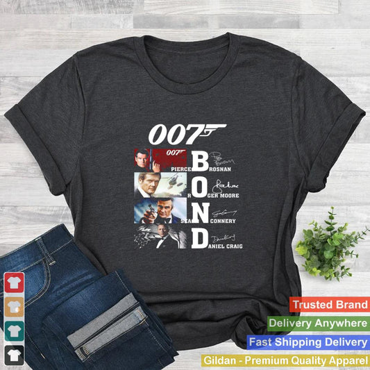 007 Pierce Brosnan Roger Moore Sean Connery Daniel Craig Signature shirt