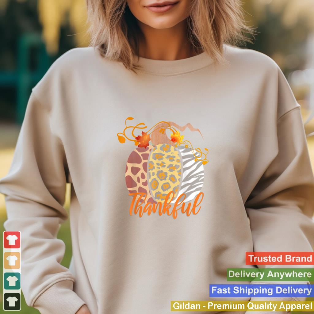 Animal Leopard Print Pumpkin Thankful Fall Harvest Halloween shirt