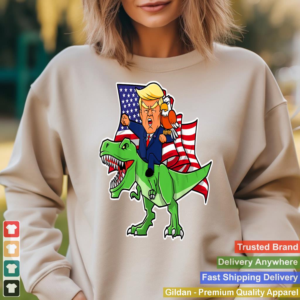 Trump Riding a Dinosaur TRex Funny Merica Patriotic July 4th