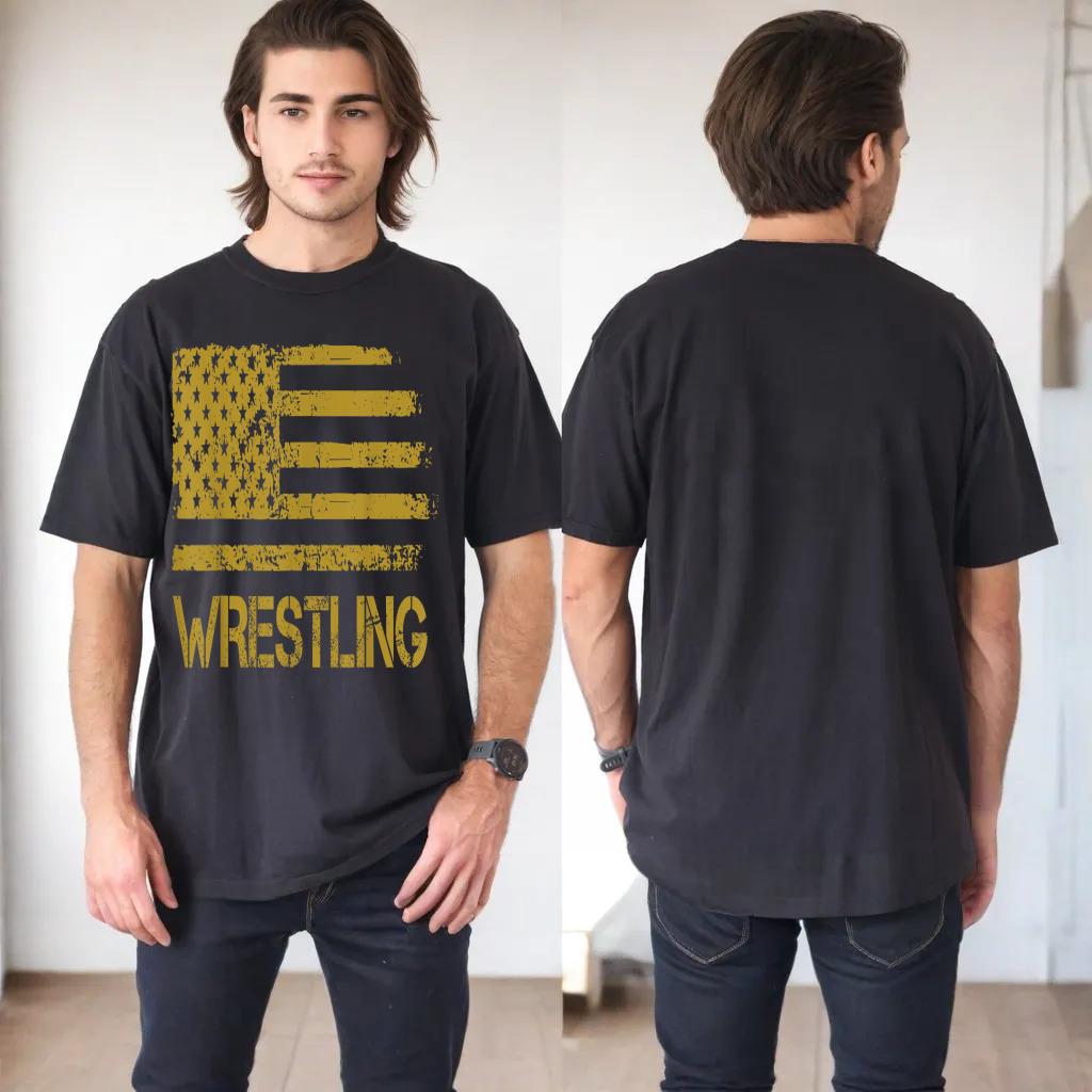 Wrestling Wrestler American USA Flag Patriotic Vintage Men