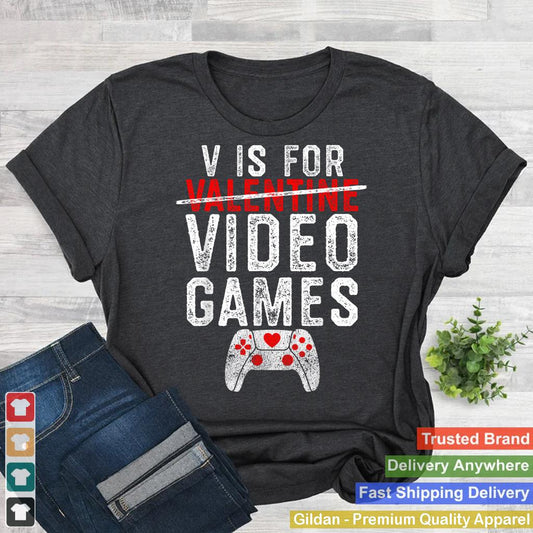 V is for Video Games Valentines Day Gamer Men Boys Gift