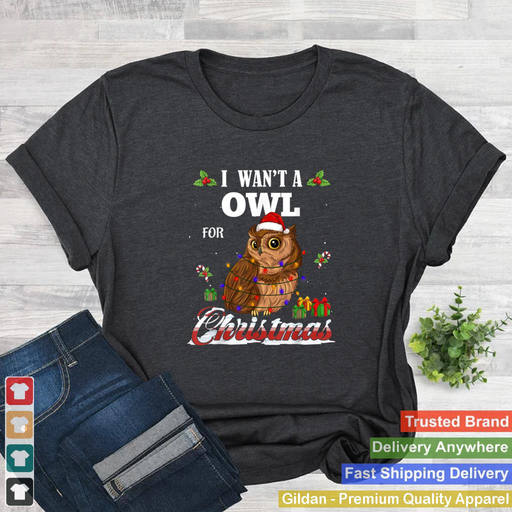 I Want a Owl Christmas Tree Light Santa Lover Safari Animal T Shirt