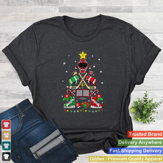 Ice Hockey Christmas Tree Ornaments Funny Xmas Gift Boys T Shirt