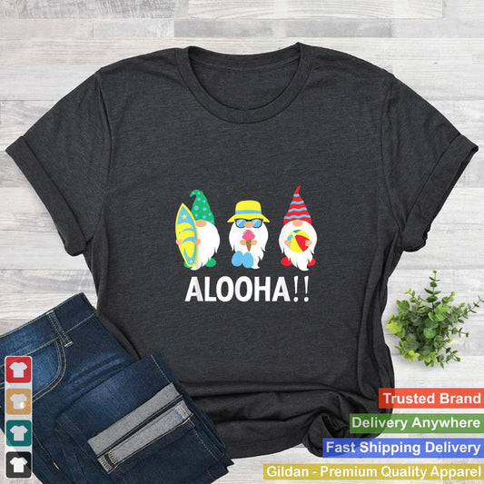 Aloha Hawaii Island Hawaiian gnomies Funny Beach Vacation T Shirt B0B1PLSCJY