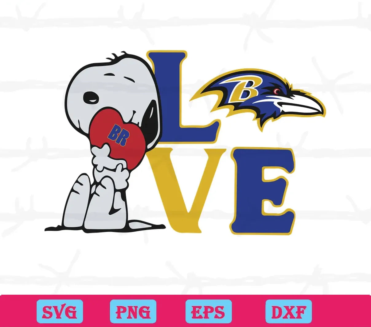 Snoopy Love Baltimore Ravens, Svg Png Dxf Eps