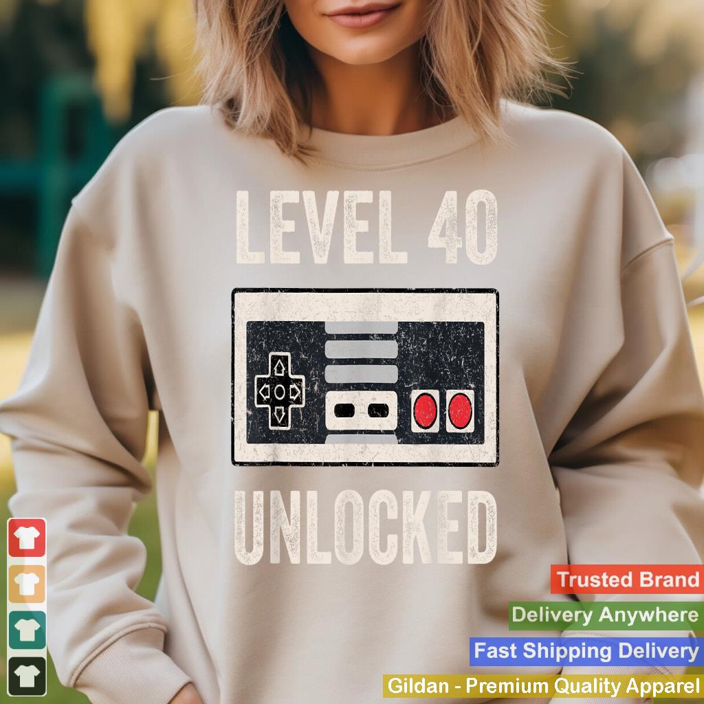 Level 40 Unlocked Video Gamer 40th Birthday Gift