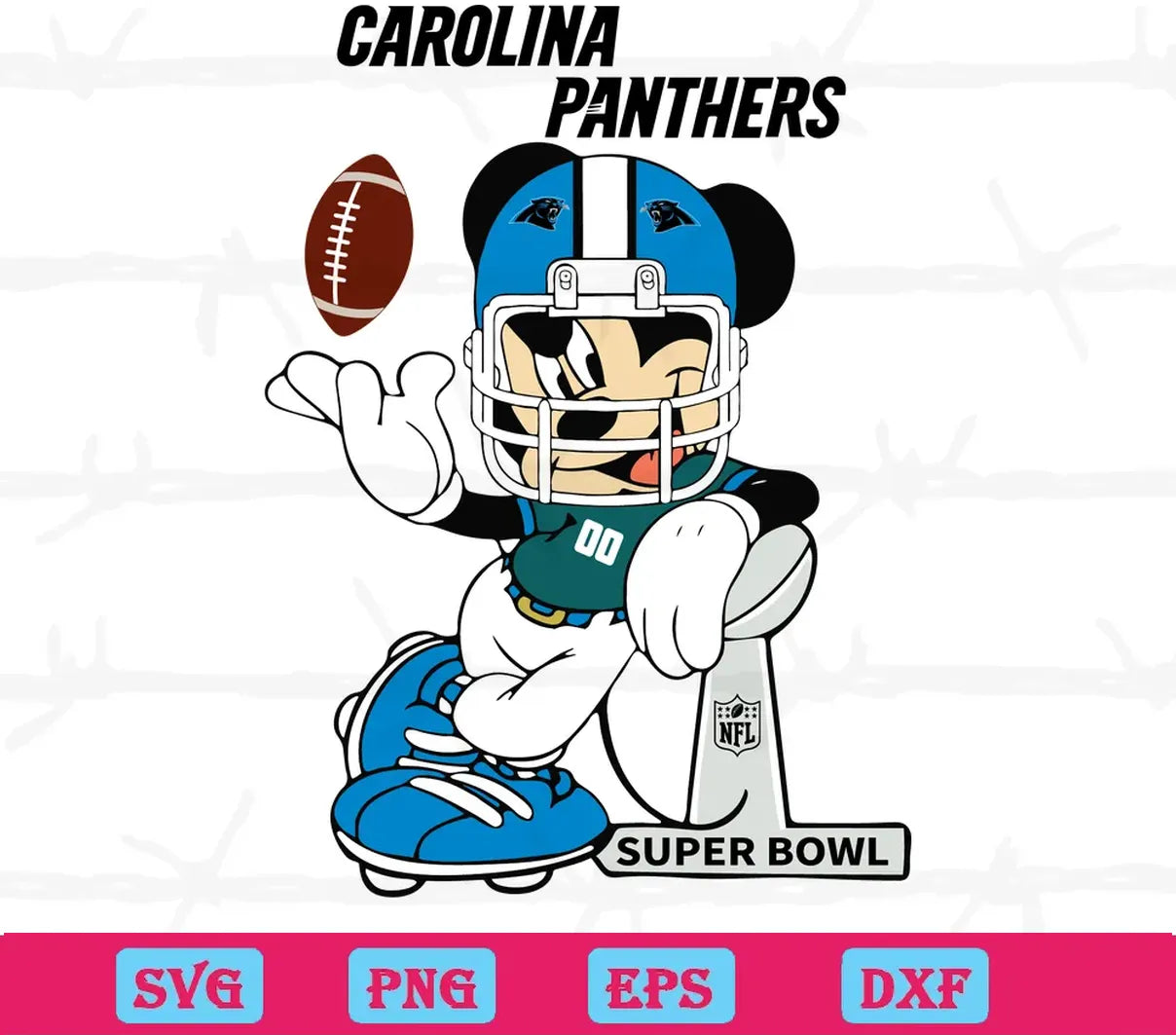 Mickey Mouse Carolina Panthers Nfl Teams, Layered Svg Files