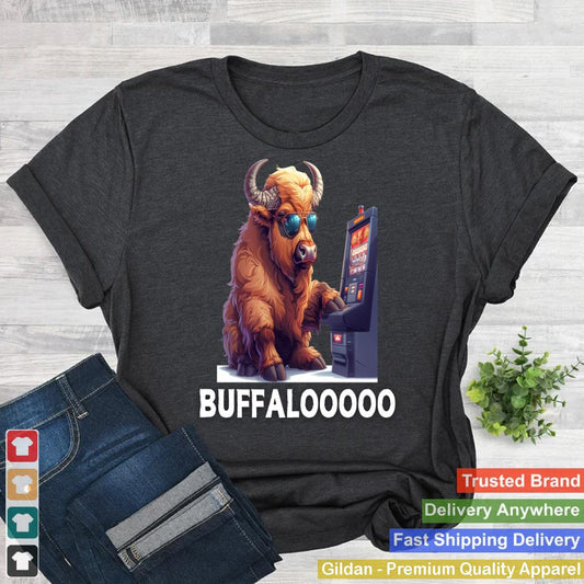 Lucky Buffalo Casino Slot Machine Funny BUFFALOOOOO Gambling Long Sleeve