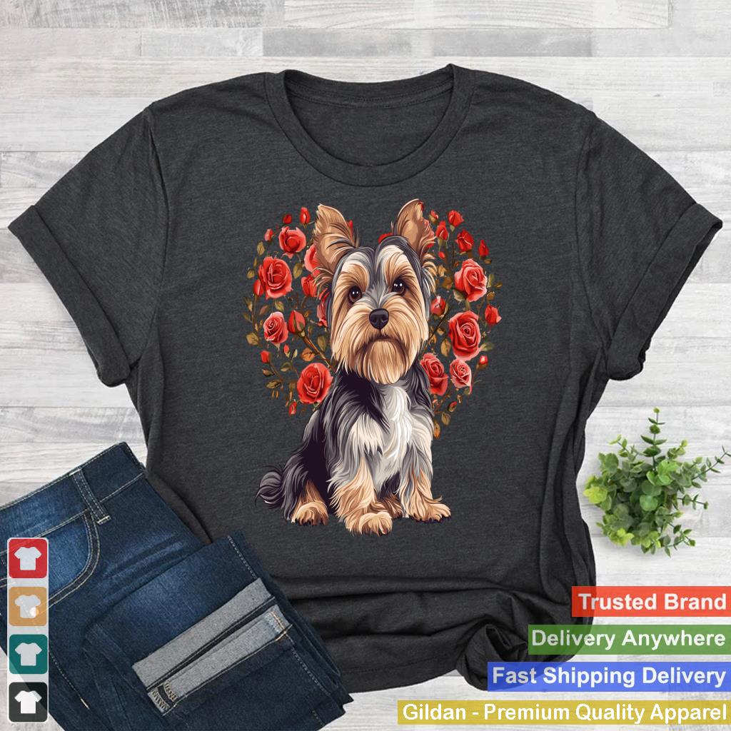 Yorkie Valentineu2019s Day Yorkshire Terrier Lover Floral Heart