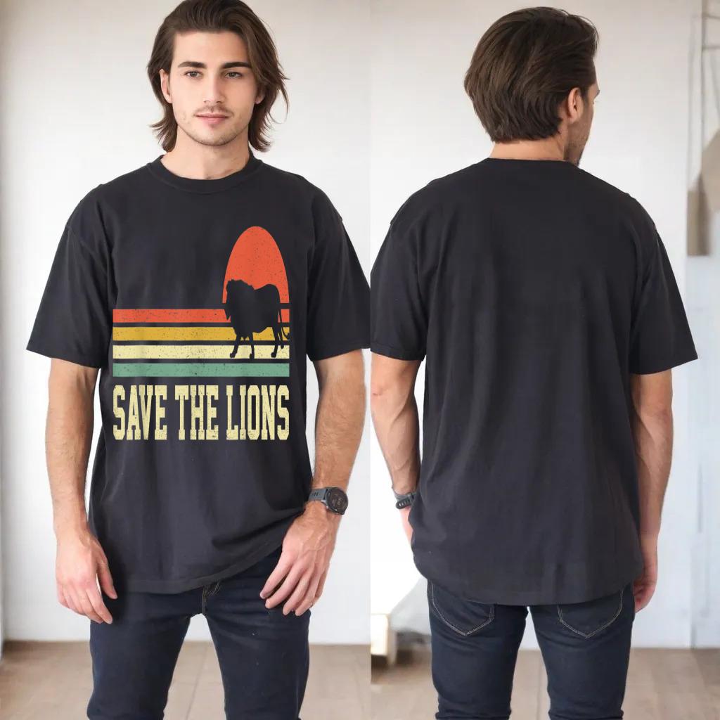 Vintage Save The Lions T Shirt Gift Lions Lovers