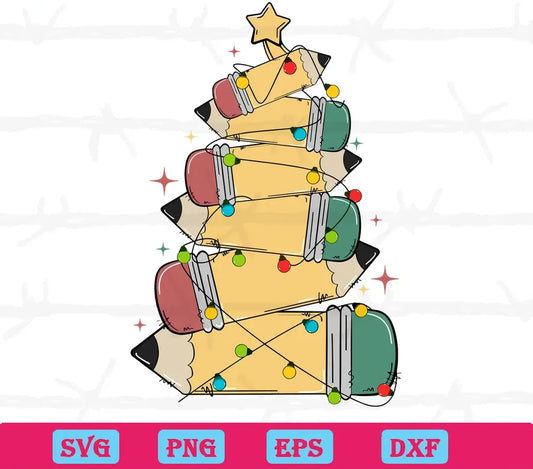 Funny Pencil Tower Christmas Light, Scalable Vector Graphics