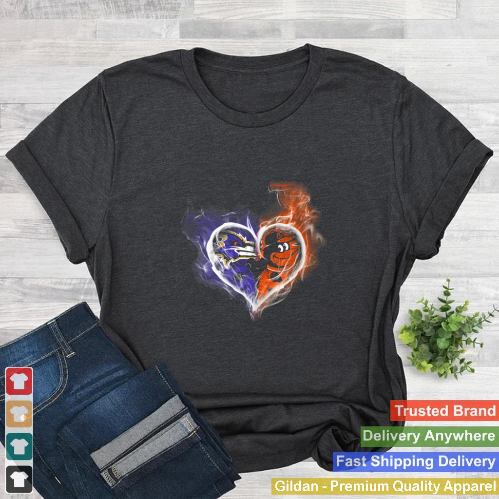 BALTIMORE RAVENS AND BALTIMORE ORIOLES SKULL LOVE shirt