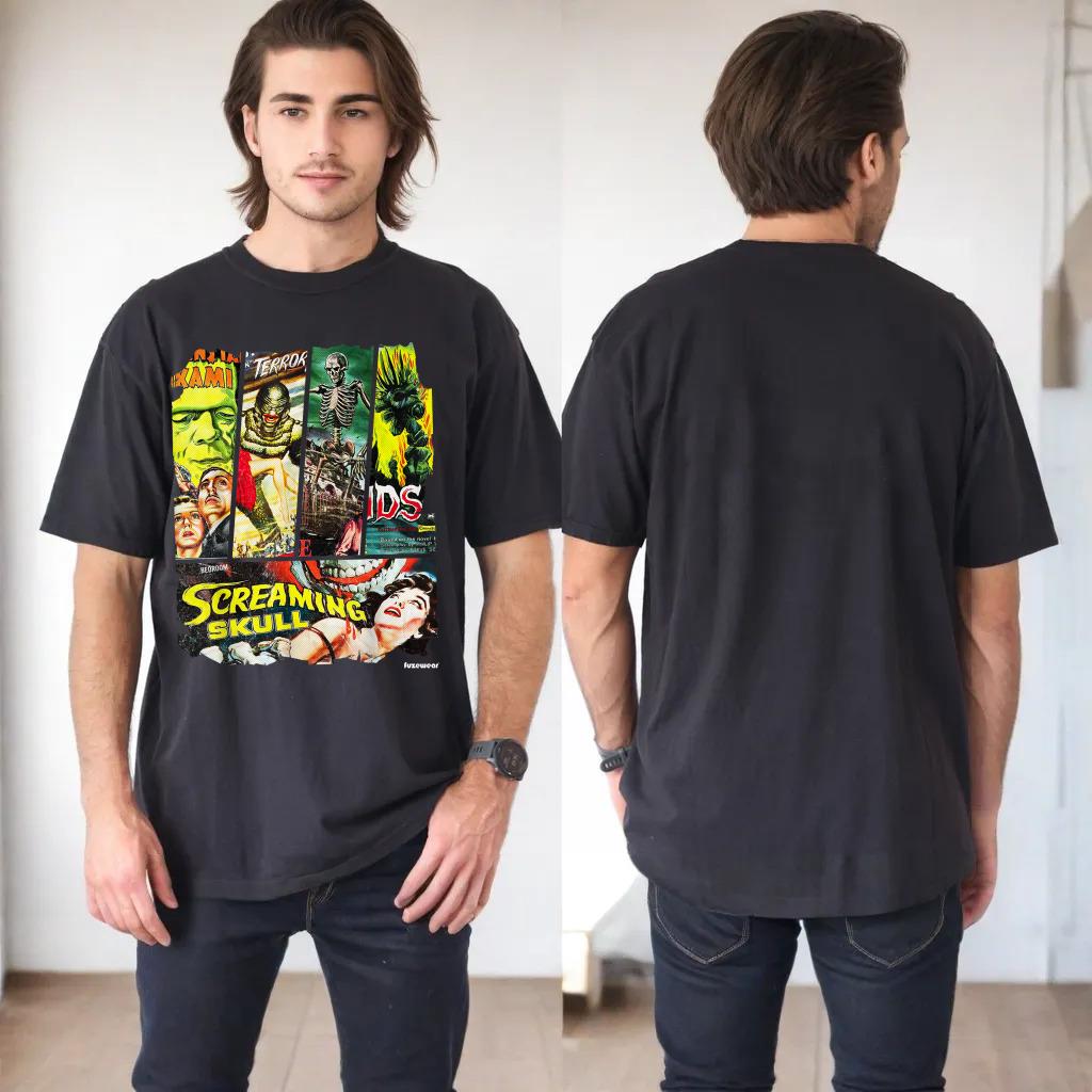 Vintage Style Sci Fi Horror Movie Poster Collage T-Shirt