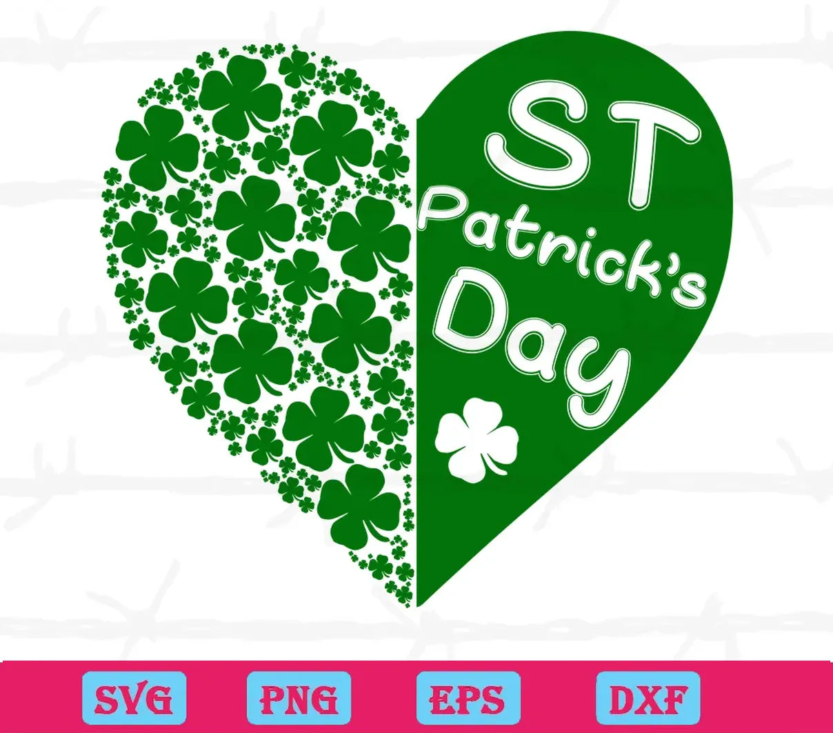 St Patricks Day Images Heart Four Leaf Clover Diy Crafts, Laser Cut Svg Files