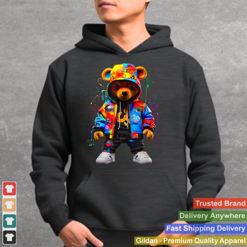 Hip-Hop Teddy-Bear Colorful TeddyBear With Hoodie Graphic