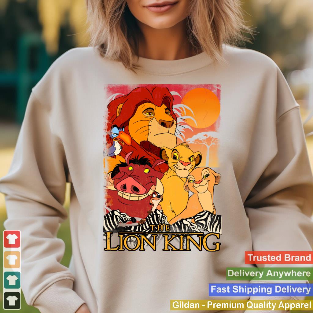 Disney Lion King Happy Group Shot Sunset Vintage Poster