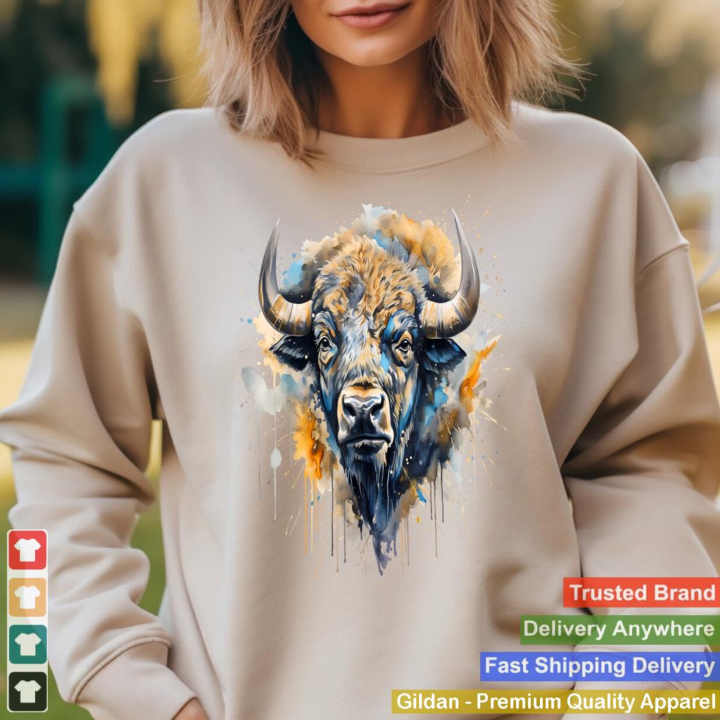 Buffalo Portrait Colorful Splash Artwork Wildlife Bison