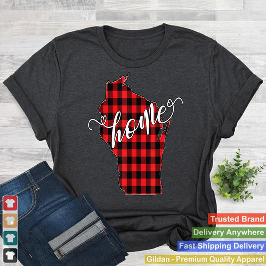 Wisconsin WI State Outline Home Winter Red Buffalo Plaid