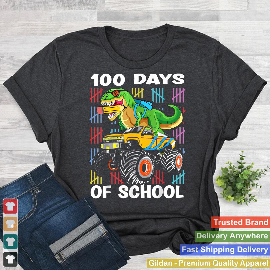 100th Day of School 100 Days School truck dinosaur boys kids