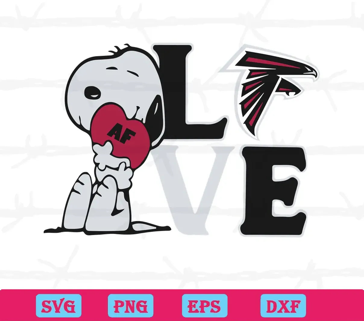 Snoopy Love Atlanta Falcons, Svg Png Dxf Eps Cricut Silhouette