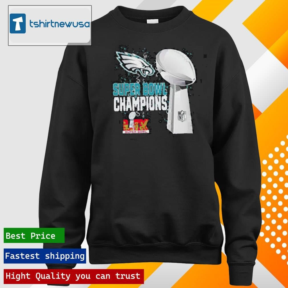 Top Philadelphia Eagles 2025 Super Bowl LIX Champions NFL Trophy Graphic T-Shirt