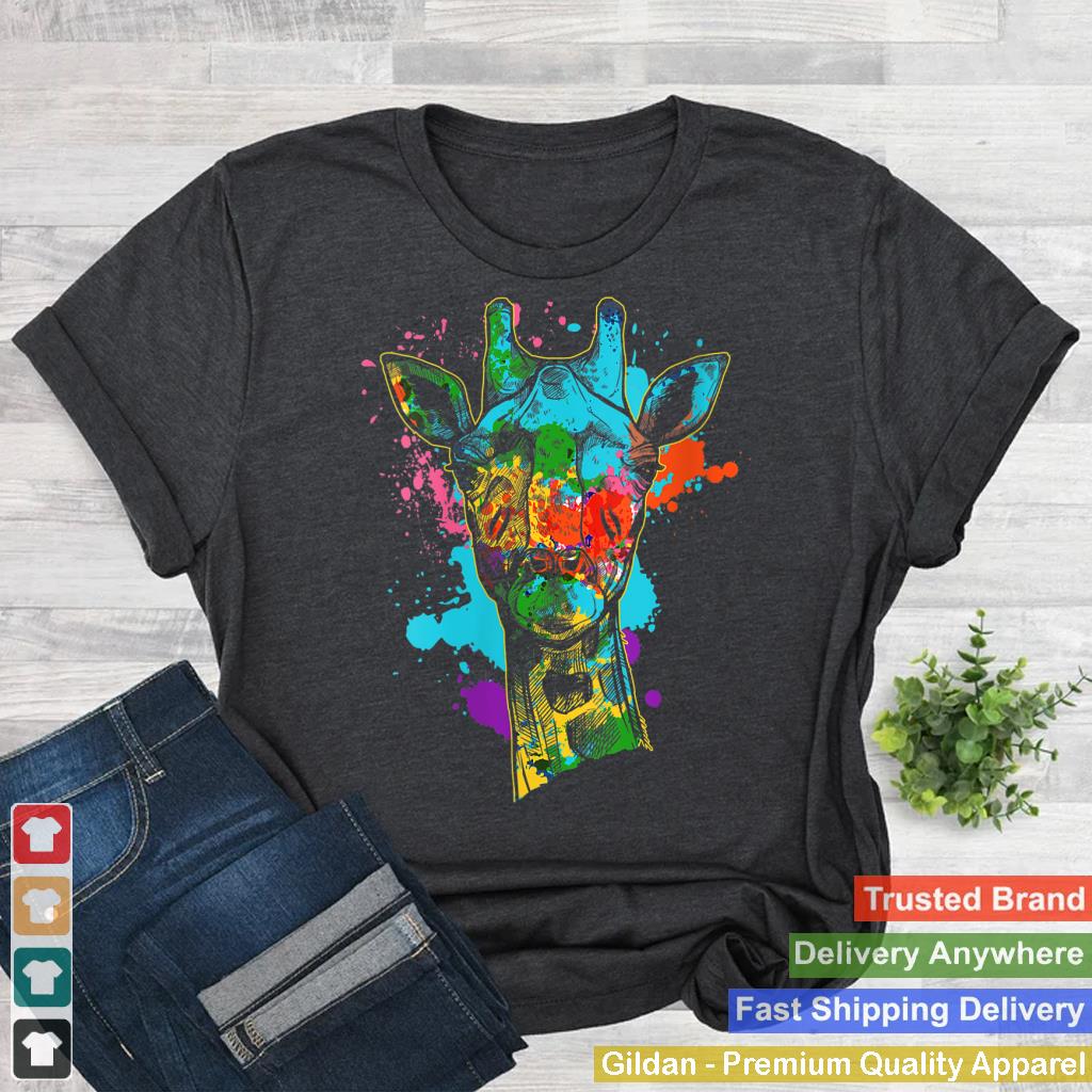 Womens Colorful Giraffe V-Neck