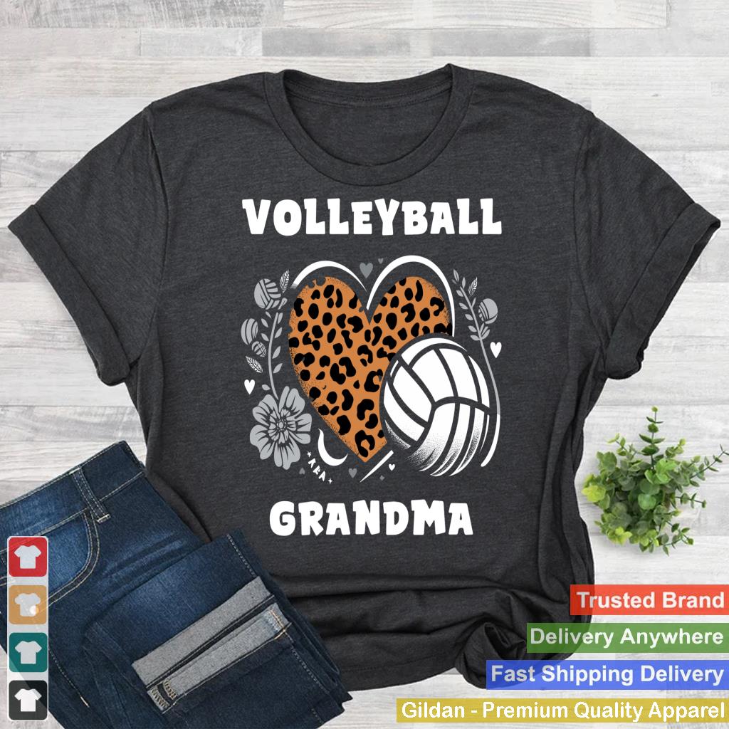 Volleyball Grandma Leopard Heart Cute Volleyball Womens