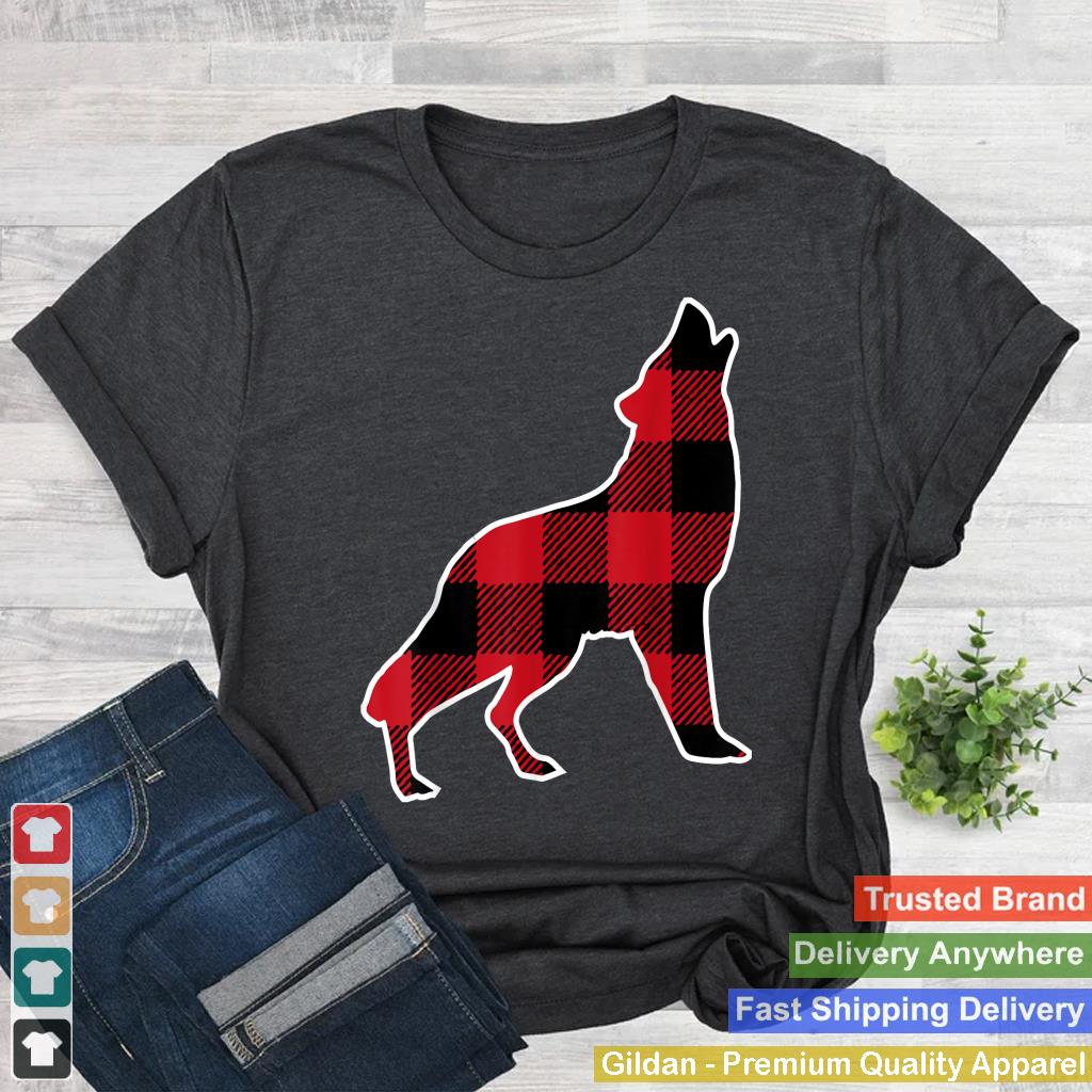 Wolf Family Shirt  Red Plaid Buffalo Matching Family Pajama