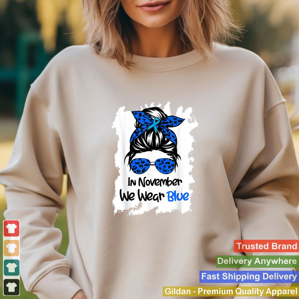 In November We Wear Blue Messy Bun Diabetes Awareness Women T Shirt