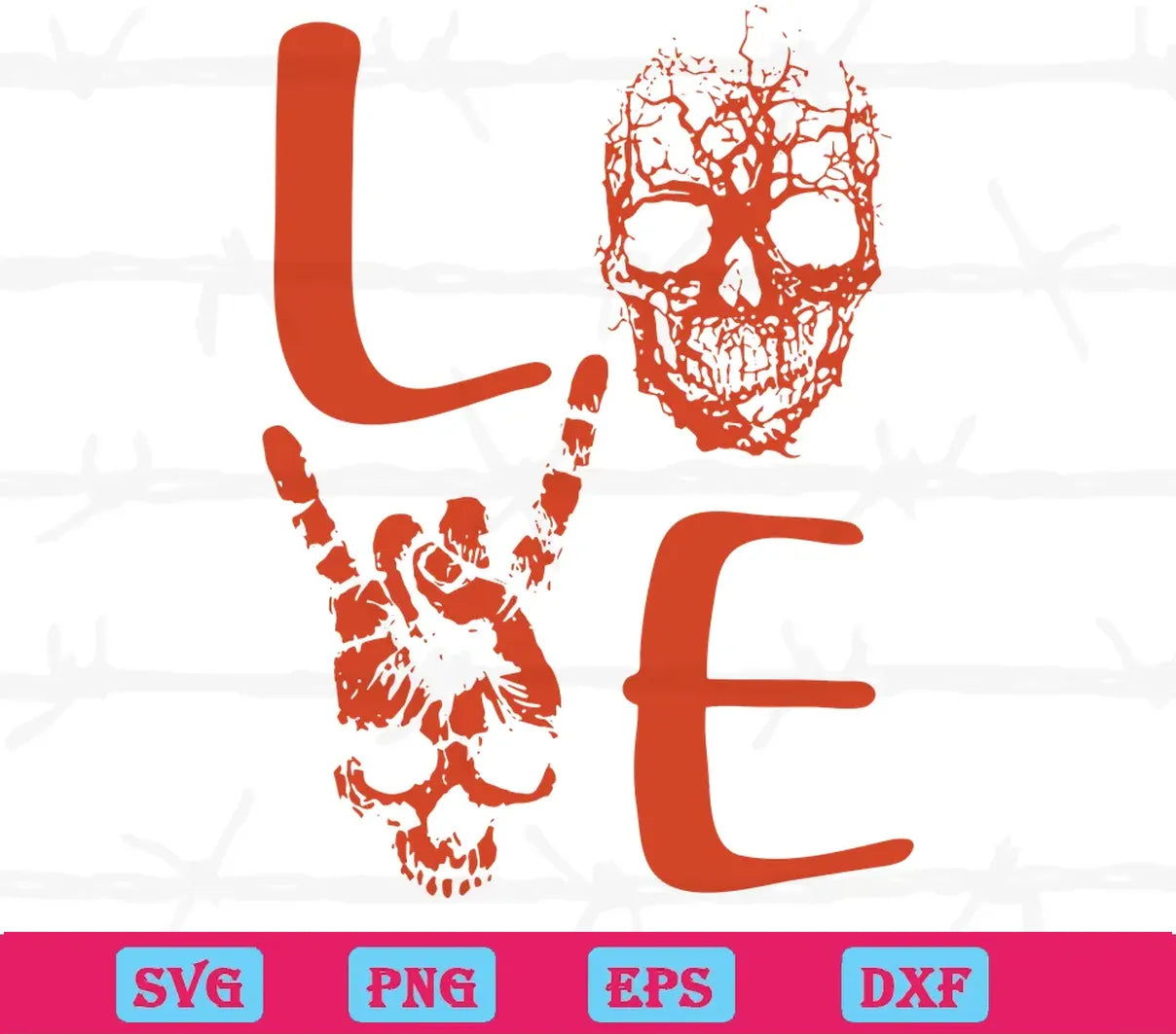 Love Skull Halloween, Layered Svg Files