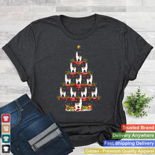 Alpaca Animal Xmas Tree Lighting Alpaca Christmas Tree T Shirt